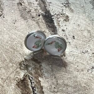 Floral‎ Silver-Tone Stud Earrings